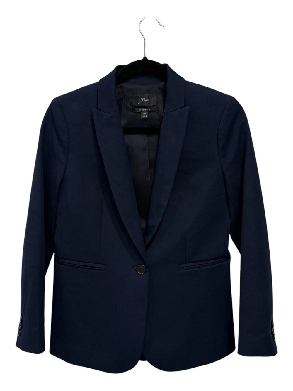 J.Crew Tollegno Navy Blue Single Button Blazer size 2P